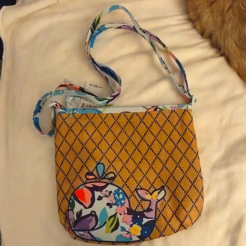Vera Bradley Straw shoulder/crossbody bag with Whale print  NWT